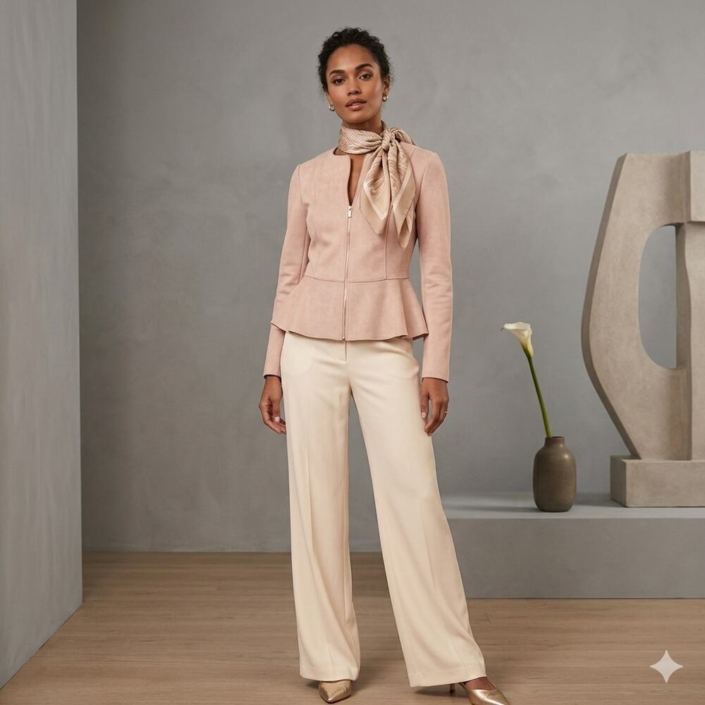 Industry Republic Clothing Light Pink Faux Leather Peplum Jacket